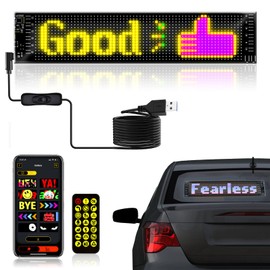 LED Sign for Car - 14.7''x3.6'' Scrolling Programmable USB 5V Bright Advertising Digital Matrix Panel, DIY Design Text Patterns Animations for Bar Store Party Wedding