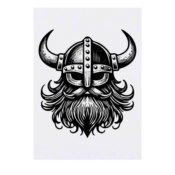 Azeeda 'Wikinger Kopf' Temporäres Tattoo - Hautfreundlicher & Ungiftiger Abziehbild