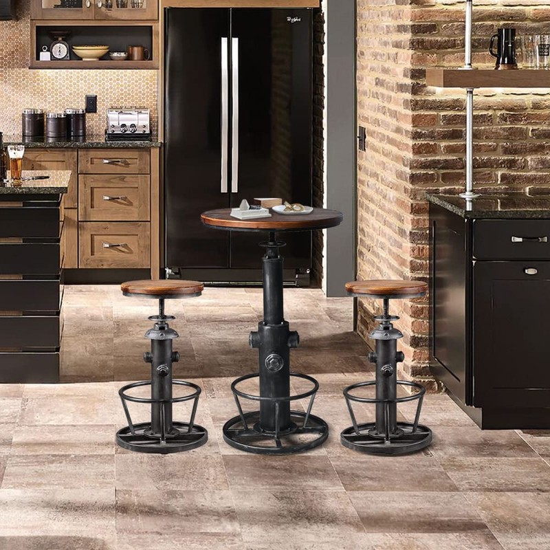 Topower Industrial Bar Table 38.58-48.43" Adjustable Pub Table Kitchen Dining