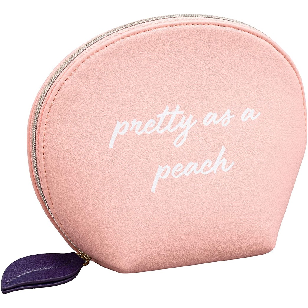 Draper James Women's Faux Leather Peach Cosmetic Travel Bag with Zip Closure, Magnolia