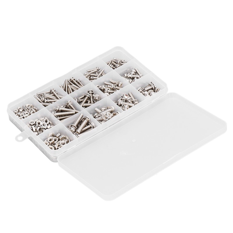 360pcs Screw Nut Set Stainless Steel Flat Washer Spring Washer