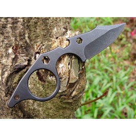 Canku C021 Fixed Blade Tactical Knives D2 Blade, Stainless Steel Handle with K Sheath and Adjustable Necklace, Karambit Survival Defense Knife for Outdoor Hunting Camping Hiking Tools