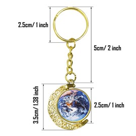 36 PCS Pendant Trays Kit, Seasonsky 25 MM 9 PCS Moon Rotation Double Side Round Blank Bezel Pendant Trays, 18 PCS Glass Dome Tiles Clear Cameo and 9 PCS Pendant Buckle for Jewelry Making