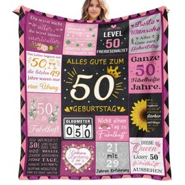 Giftota 50th Birthday Women, 150 x 130 cm Gifts for Women Blanket, Gifts Blanket for 50th Birthday, Fluffy Blanket, 50th Birthday Woman Blanket, for Women, Mother, Wife, Grandma