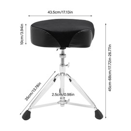 GXFCHYL Portable Drum Throne 17.72-26.77in Height Adjustable PU Padded Seat Drum Stool Foldable Saddle Drum Chair with Anti-Slip Feet (Iron, PU, Lint, Plastic)