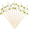 Minisland White Rose Flower Cocktail Picks, 4.7 Inch Long Bamboo