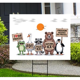 Abolish ICE Pro Immigrants Protest Yard Sign - Human Rights, Anti-Trump, Resist Racism, Resist Fascism Sign with Metal H-Stake (Multicolor, 24" x 18", Double Sided)