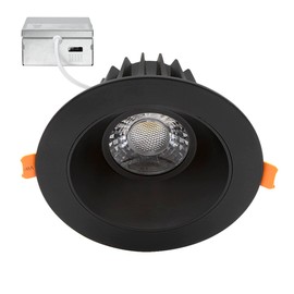 Maxxima 4 in. Ultra Thin Recessed Anti-Glare LED Ceiling Downlight - Canless IC Rated, 1050 Lumens, 5 CCT 2700K/3000K/3500K/4000K/5000K, Dimmable, Round Black Trim, 90 CRI, J-Box Included