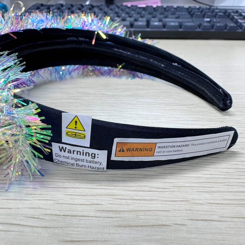 CAKURE Light Up Disco Ball Headband Silver Led 70s Hair
