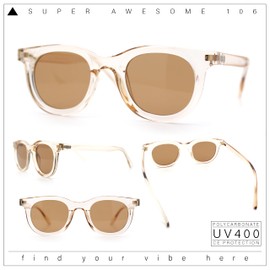 SA106 Neat Round Horn Rim Gentlemanly Fashion Plastic Hustler Sunglasses Peach - Brown