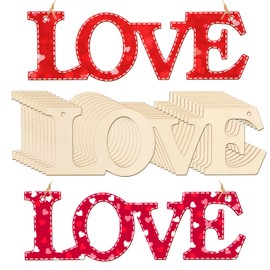 SRIZIAN 10Pcs Love Unfinished Wood Craft, Love Letter Wooden Ornaments to Paint DIY Blank Love Signs for Valentine's Day Mother Day Wedding Home Decoration