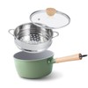 ROCKURWOK Ceramic Nonstick Sauce Pan, 3 QT Pot with Steamer,