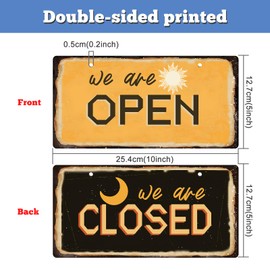 Open Closed Door Sign Business Hours Sign Open for Business Sign Plastic Hanging Sign Open and Closed Sign Double Sided Open Closed Sign Hours of Operation Sign for Door Walls Window Shop