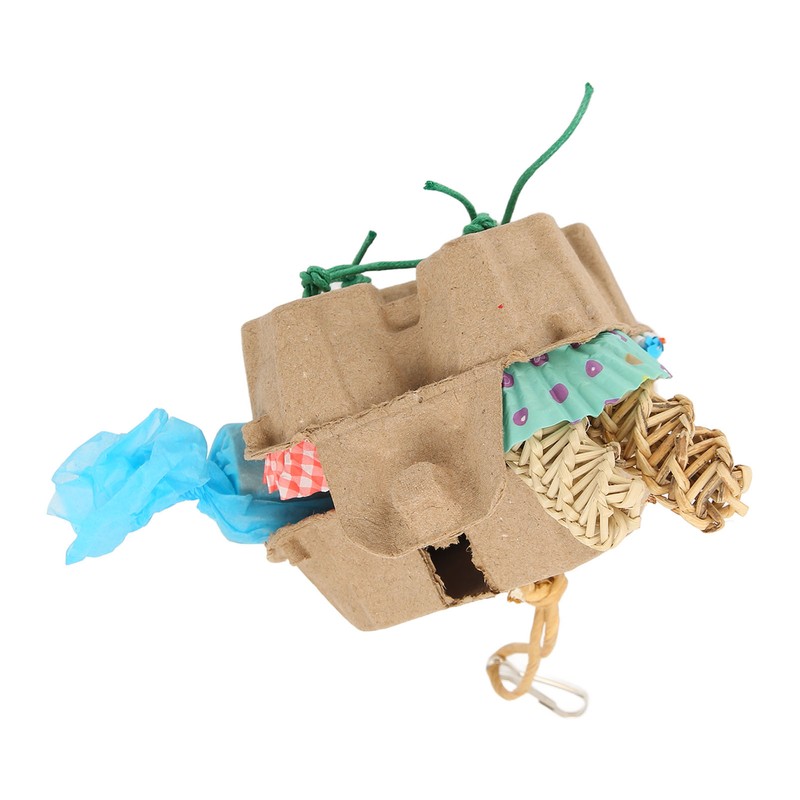 Bird Foraging Box Toys Fun Colorful Shredding Paper Sola Wood