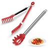 Spaghetti Spoon and Pasta Tong with Teeth and Drain Holes,