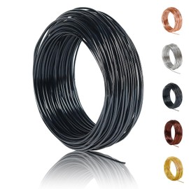 POPOYU 50 m Aluminium Wire 1 mm, Craft Wire Silver Thin, Metal Wire Sculpture for Making Crafts, Binding Wire DIY Sculptures, Black