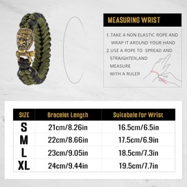 amzeus Paracord Survival Bracelet for Men and Women, Handmade Woven Tactical Style with Cool Brass Buckle Bracelet, Suitable for Hiking and Outdoor Activities