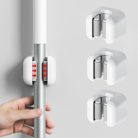 Colist 3 Pack Broom Mop Holder, Wall Mounted Broom Holder, Brush Mop and Broom Tool, Tidy Storage, Save Space for Kitchen, Bathroom, Garage, Garden, Office