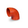 4" Grooved 90F Elbow Short Radius, Joins Pipes in Wet and Dry Systems, Ductile Iron, Full Flow, Orange