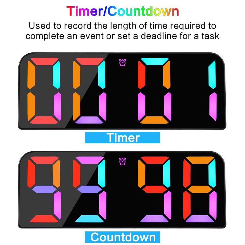 Koolertron Digital Wall Clock, Large Display, LED Clock with Remote