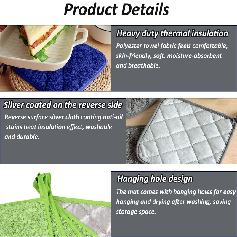 5 Pack Terry Cloth Pot Holders for Kitchen Heat Resistant,