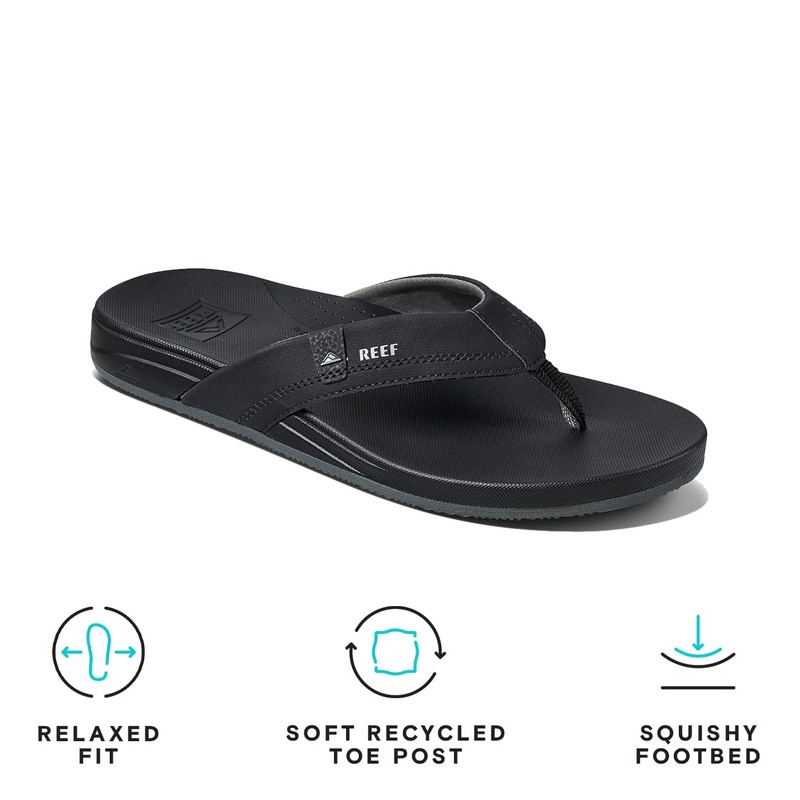 Reef Men's Cushion Spring Flip-Flop, Black/Grey, 6