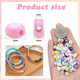 Toaob Pack of 500 Number Beads for Threading, 4 x 7 mm, Arabic Numerals, Colourful Number Beads, Mix 0 to 9 Spacer Beads for Jewellery Making