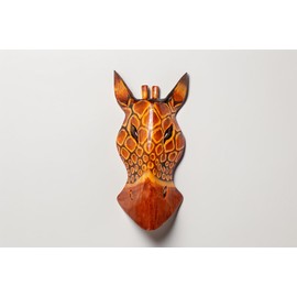 Woru Giraffe Mask 20cm, 30cm, 50cm or 100cm Bali Wooden Mask Wall Mask Animal Mask African Style Decoration (20cm)