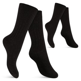 Celodoro Women's Men's Wool Socks and Knee Socks with Alpaca Wool Pack of 2, black