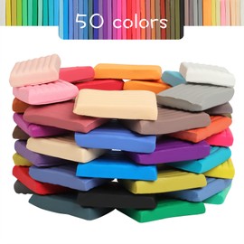 Polymer Clay 50 Colors, Modeling Clay for Kids DIY Starter Kits, Oven Baked Model Clay, Non-Sticky Molding Clay with Sculpting Tools, Gift for Children and Artists (50 Colors)