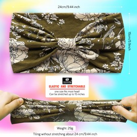 Headbands For Women's Hair, Boho Headband Elastic Soft Flower Wide Headbands for Women Yoga Sport Hairbands, Hair Accessories for Everyday Sport Fitness (Colour 5)