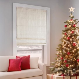 Madison Park Galen Cordless Roman Shade, 23"W x 64"H, Sheen Ivory – Room Darkening, Thermal Insulated, Energy Efficient Window Blind with Subtle Sheen Basketweave Fabric for Privacy