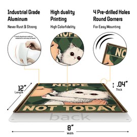 Metal Tin Sign Nope Not Today Cat Art, Cat Bathroom Decor Wall Wall Hangings 8 x 8 Inch (2520)