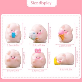 GAROMIA Lucky Charm New Year's Eve Pack of 6 Lucky Pigs Mini Pigs for Playing Lucky Pig Pink Lucky Pigs Lucky Pig Lucky Charm New Year's Eve Mini Figures for DIY Crafts Cakes