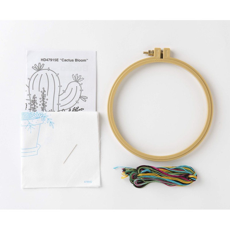 Bucilla 47915E Stamped Embroidery Kit, 6", Cactus Bloom