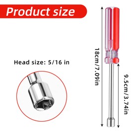 BOHUIZ 5/16 Inches Hex Socket Wrench Screwdriver, High-Carbon Steel Hex Nut Driver with 3.7 Inch Hollow Shaft and Cushion Grip Handle for DIY, Hand-Making, Repairs