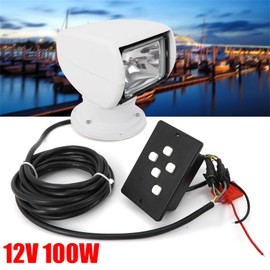 LIYUANJUN Search Light, Marine Spotlight 100W 12V Boat Remote Control Spot Light for Truck Fishing Boat Car 360° Rotating Portable Halogen Searchlight Luminous Flux 2500LM