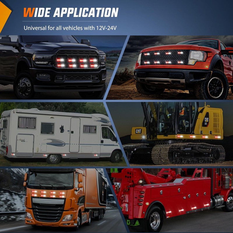 Nilight 8PCS Led Strobe Lights with Controller 12V 24V Sync