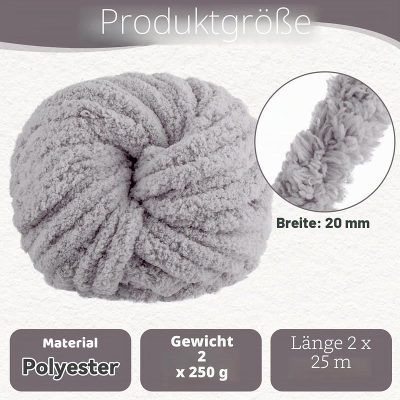 Thick Wool for Hand Knitting, 500 g (2 x 250