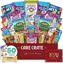 Valentine's Day Women’s Sweet Snack Box ( 50 Piece Variety Lady Gift Basket Care Package ) Cookies, Gummies, Popcorn, Granolas Bar Variety Pack - The Care Crate Co.