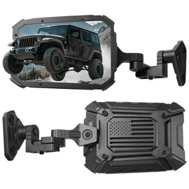 JOYTUTUS Wrangler Mirrors Doors Off or Doors On with Integrated Spot Light Mount Compatible with Wrangler TJ JK & Unlimited 1997-2018, Side Mirrors Wider View No Vibrate & Wobble