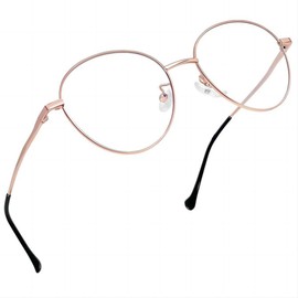 Joopin Blue Light Filter Glasses Women Without Prescription Anti-Blue Light Glasses Men Gaming Glasses Computer Glasses Bluelight Filter Glasses with Metal Frame, Rose Gold Metal