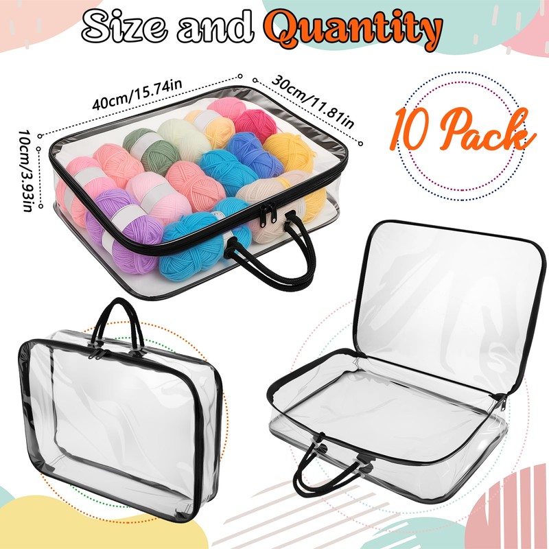 Shinylin 10 Pack Clear Yarn Storage Bags Bulk, 12 x