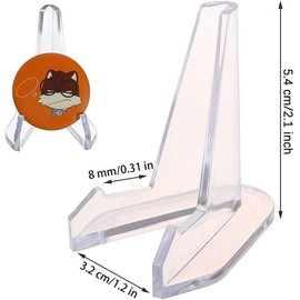 KOMUNJ Pack of 20 Plastic Easels, Acrylic Easel Stands, Clear Display Easel, for Display Piece, Coin, High Resolution Photo, Medal, Badge