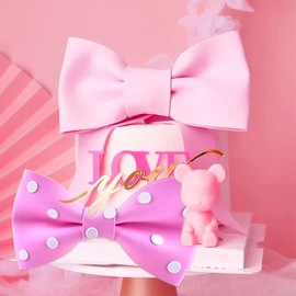 2 piezas de decoración de pastel de lazo rosa para decoración de pastel de bebé niña decoración de pastel de baby shower para niña EVA