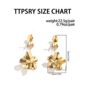 TTPSRY Earrings Women's Flower Drop Earrings Bohemian Large Earrings Long Hanging Double Layer Flower Stud Earrings Jewellery Accessories, Alloy Steel