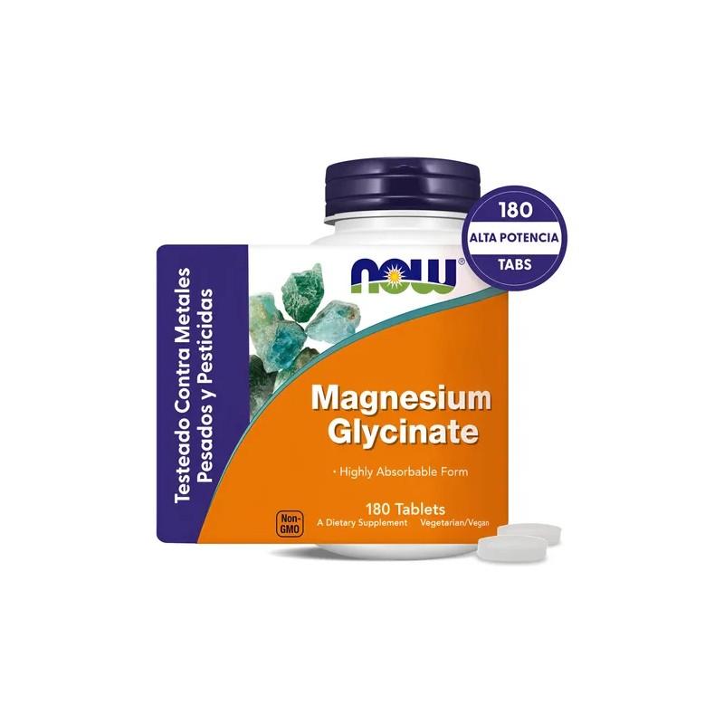 Glicinato De Magnesio 2000mg Alta Potencia 180 Tabletas