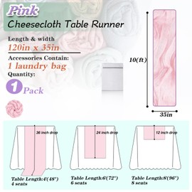 Waligoy - Camino de mesa de gasa estilo bohemio de 35 pulgadas de largo, tela rústica transparente a granel para baby shower, boda, novia, cumpleaños, fiesta, picnic, decoración de mesa