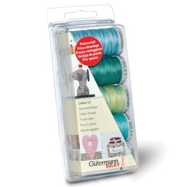 Gutermann Embroidery 12 100 Percent Machine Cotton Thread Set, Aqua