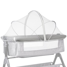 Palmcee Universal Mosquito Net for Travel Cot, Baby Beside Crib Co-Sleeper Mosquito Net Cover with with Noiseless Zipper mosquito nets for beds, Easy Access, Mosquito Net with Side Bag